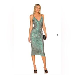 Revolve Lovers + Friends Mermaid Ruched Metallic Dress – Size M (BNWT)